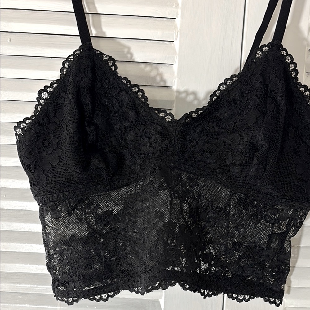 Say What? Black Lace Bralette with Scalloped Trim